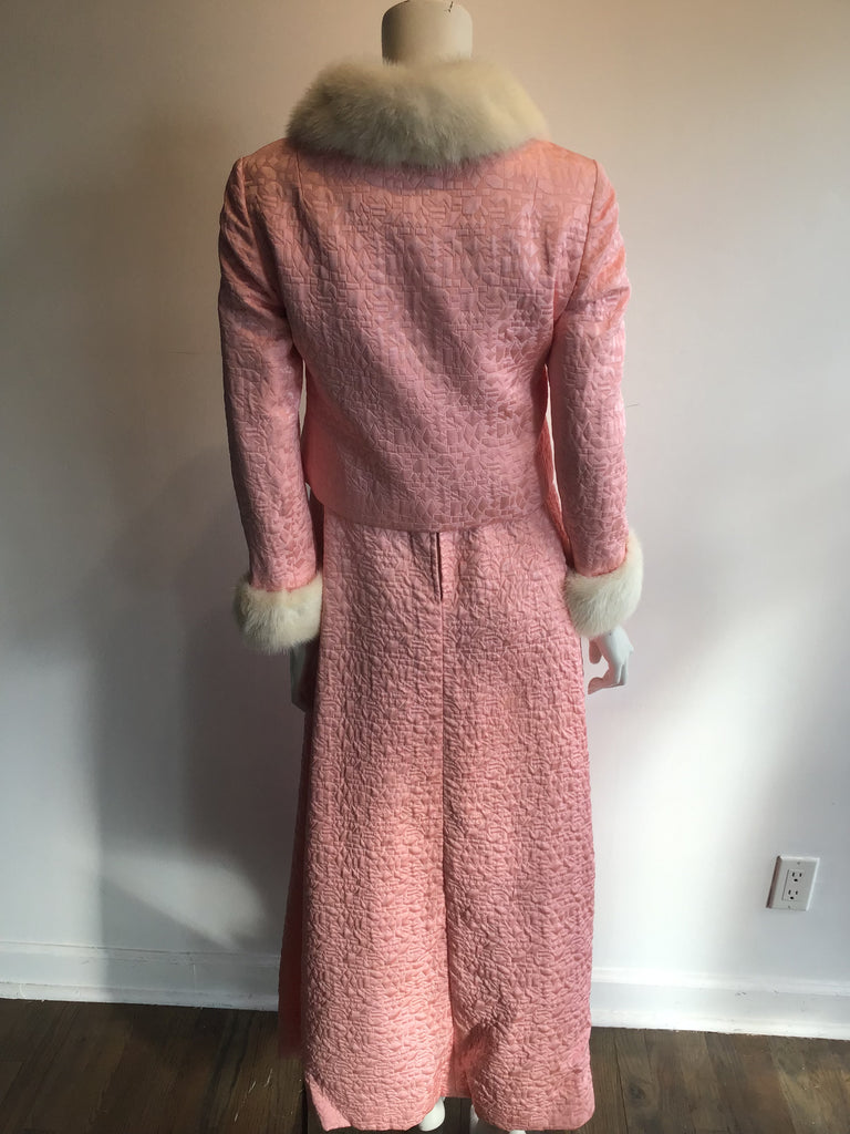 1960s Malcolm Starr Pink Brocaded Dress with Jacket -size 6