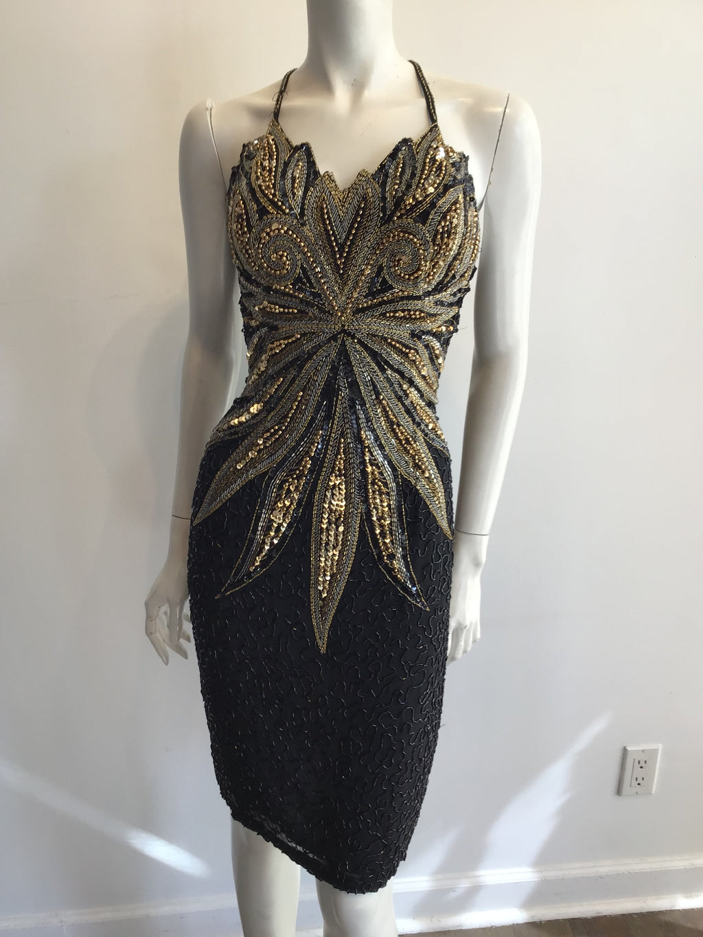 1980’s Mezzanine Luna by Modi Beaded Silk Chiffon Cocktail Dress Size 8