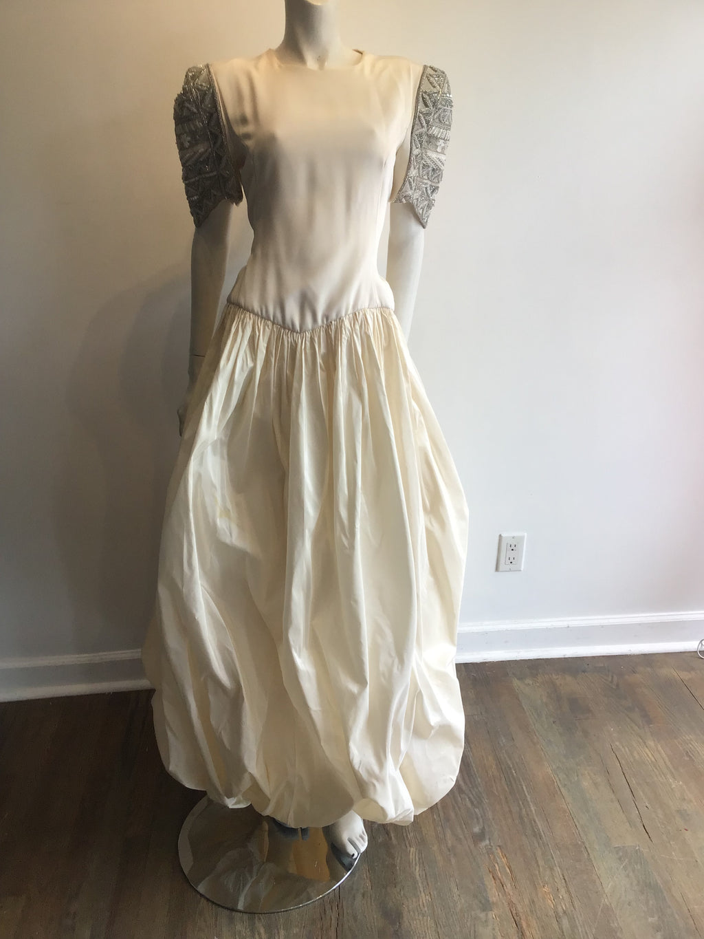 1980’s Cream Silk Taffeta Evening Gown Size 10