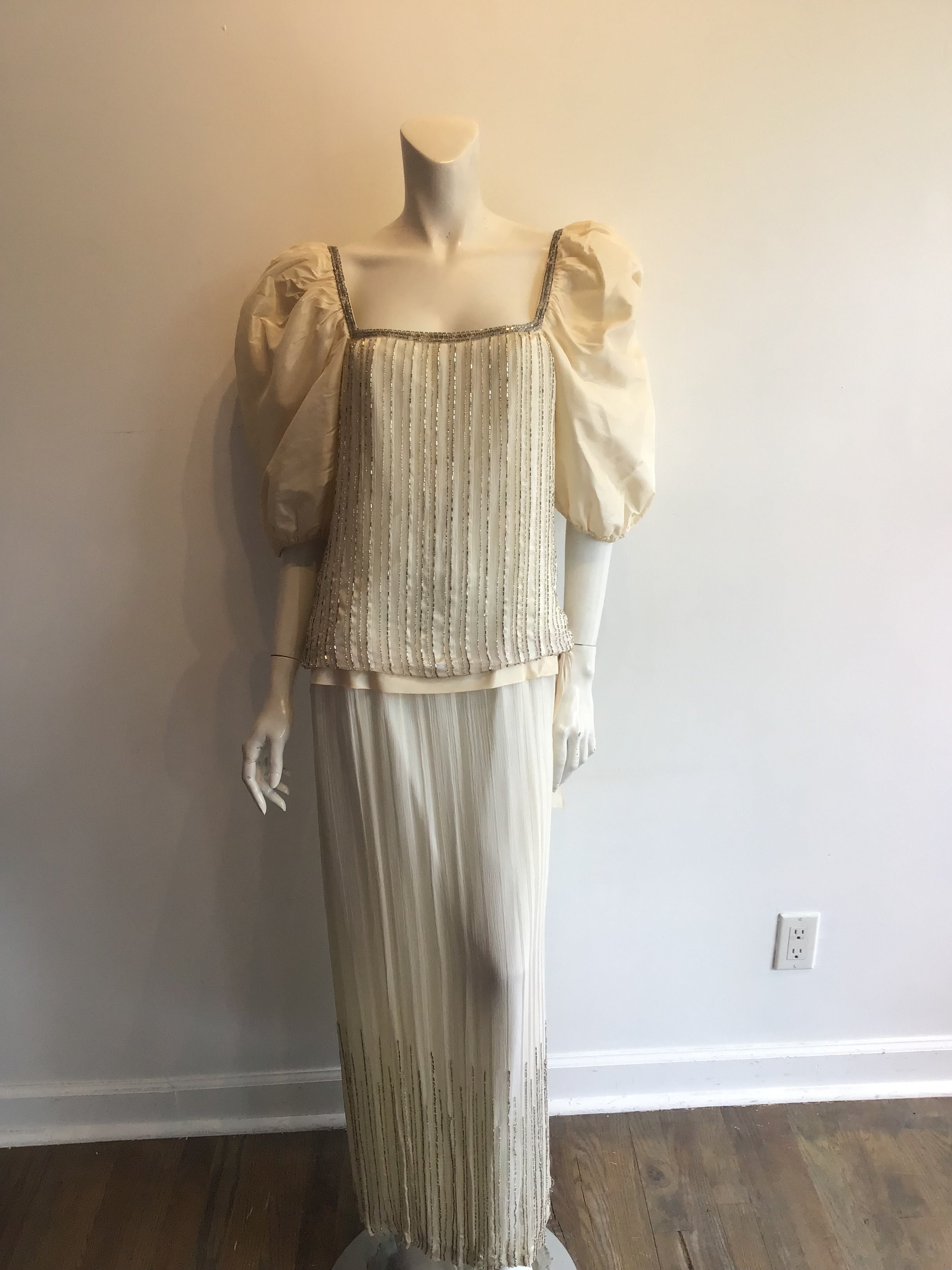1980’s Cream Silk Taffeta Evening Gown Size 10