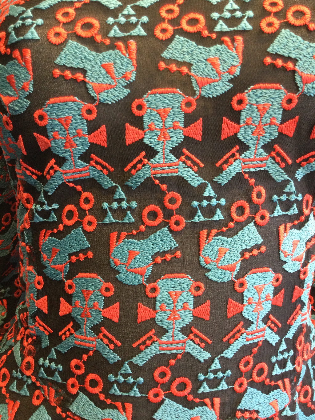 2000’s Armani Red and blue Embroidered Net Dress Size 8