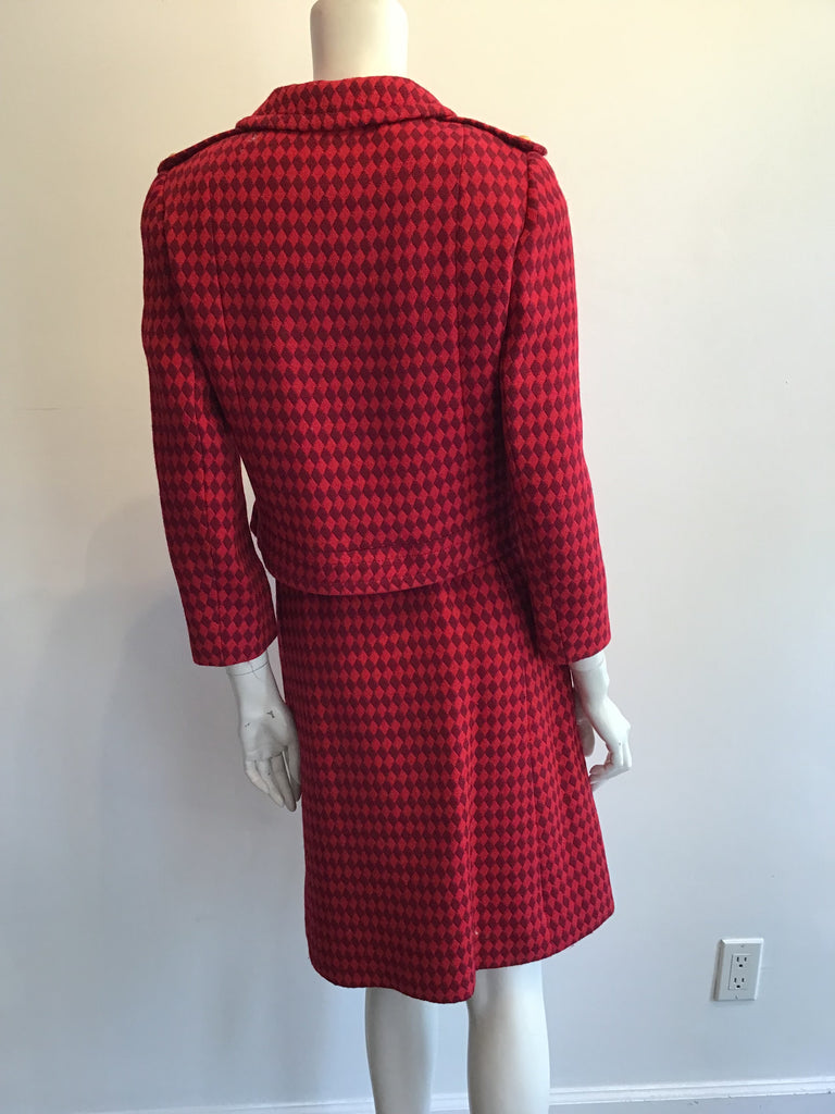 1960s Red and Black Wool Suit by Rose Bertin of Zurich Size 8