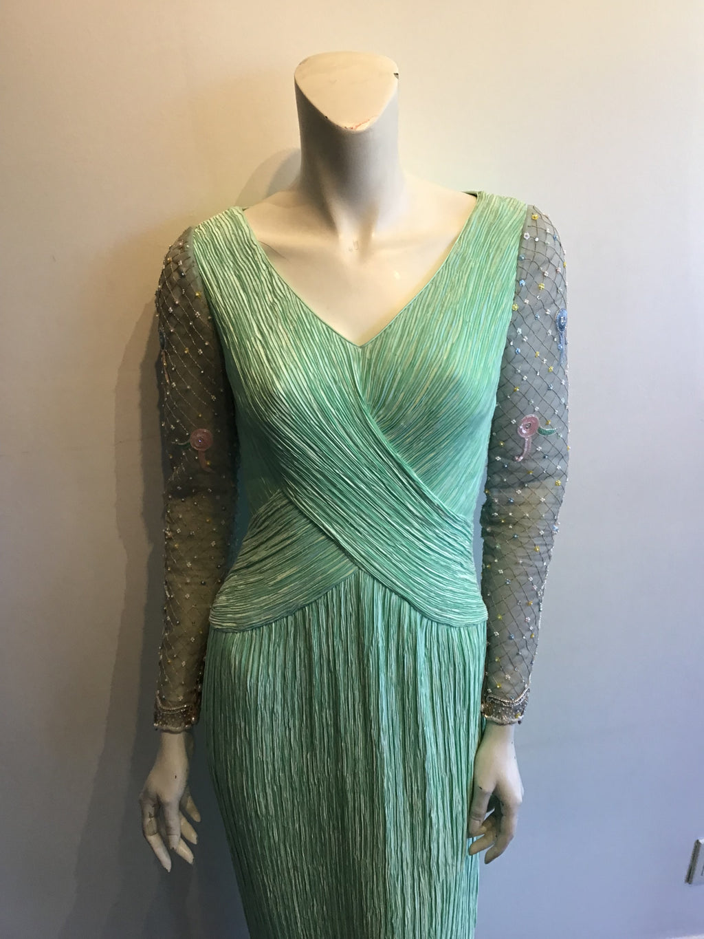 1980’s Mint Green Mary McFadden Evening Gown Size 2