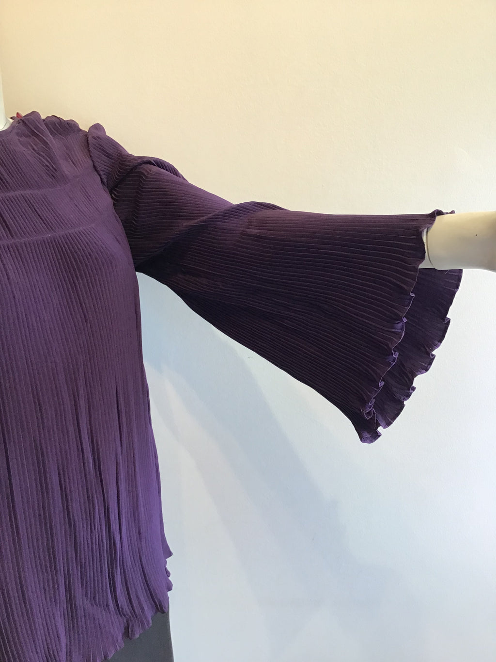 1980’s Plum Pleated Polyester Top Size 12