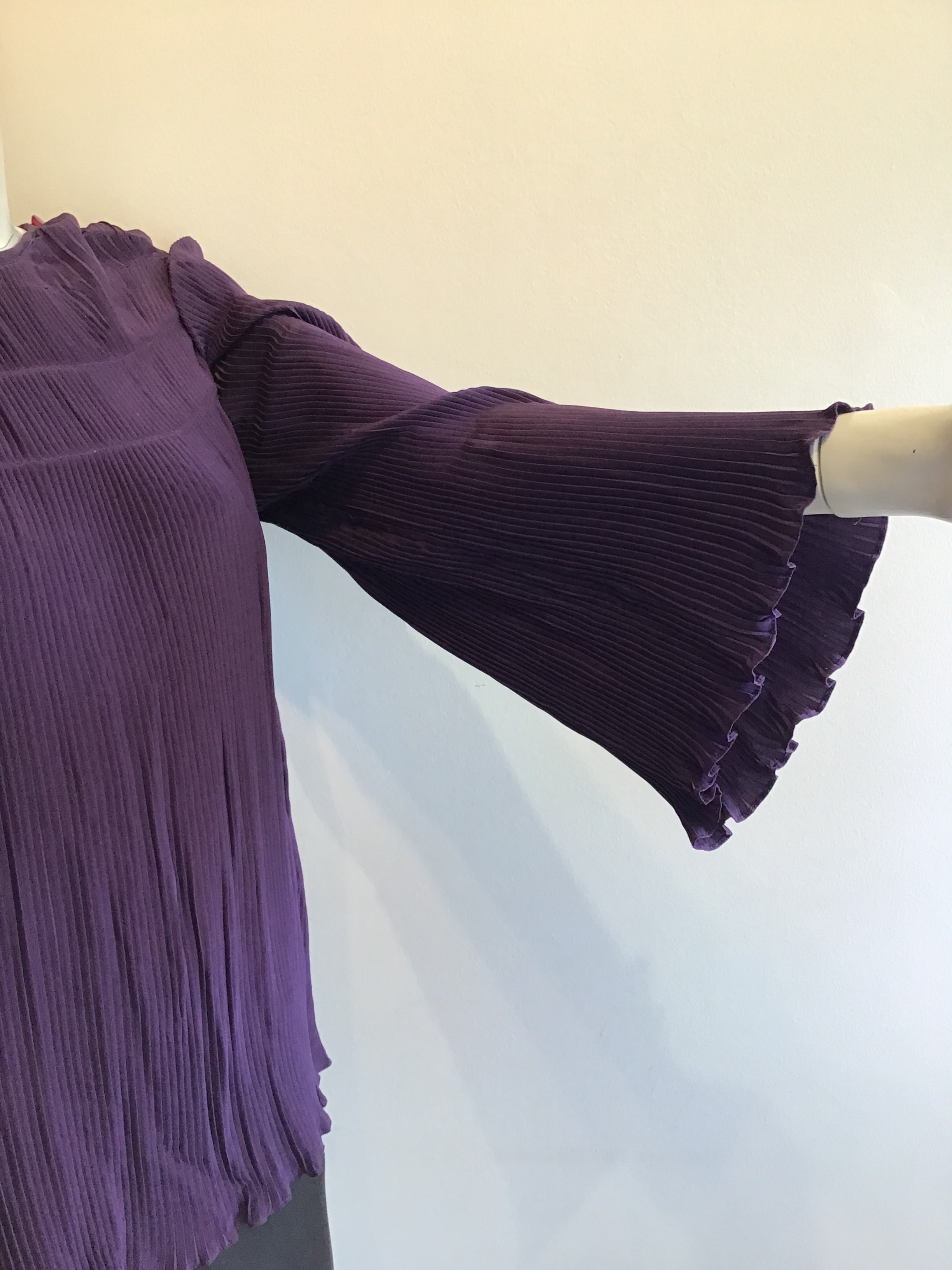 1980’s Plum Pleated Polyester Top Size 12