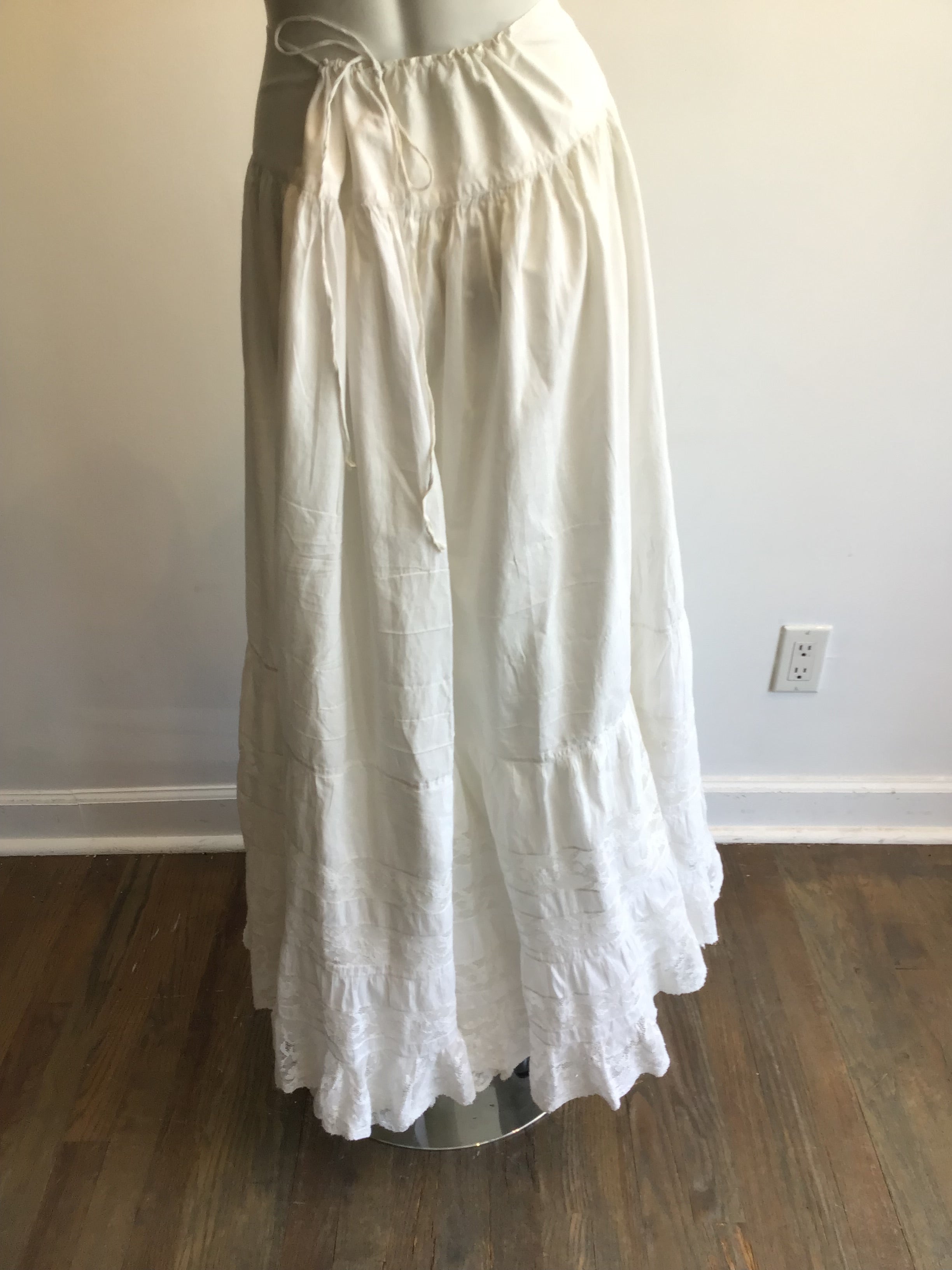 Victorian White Cotton and Lace Petticoat