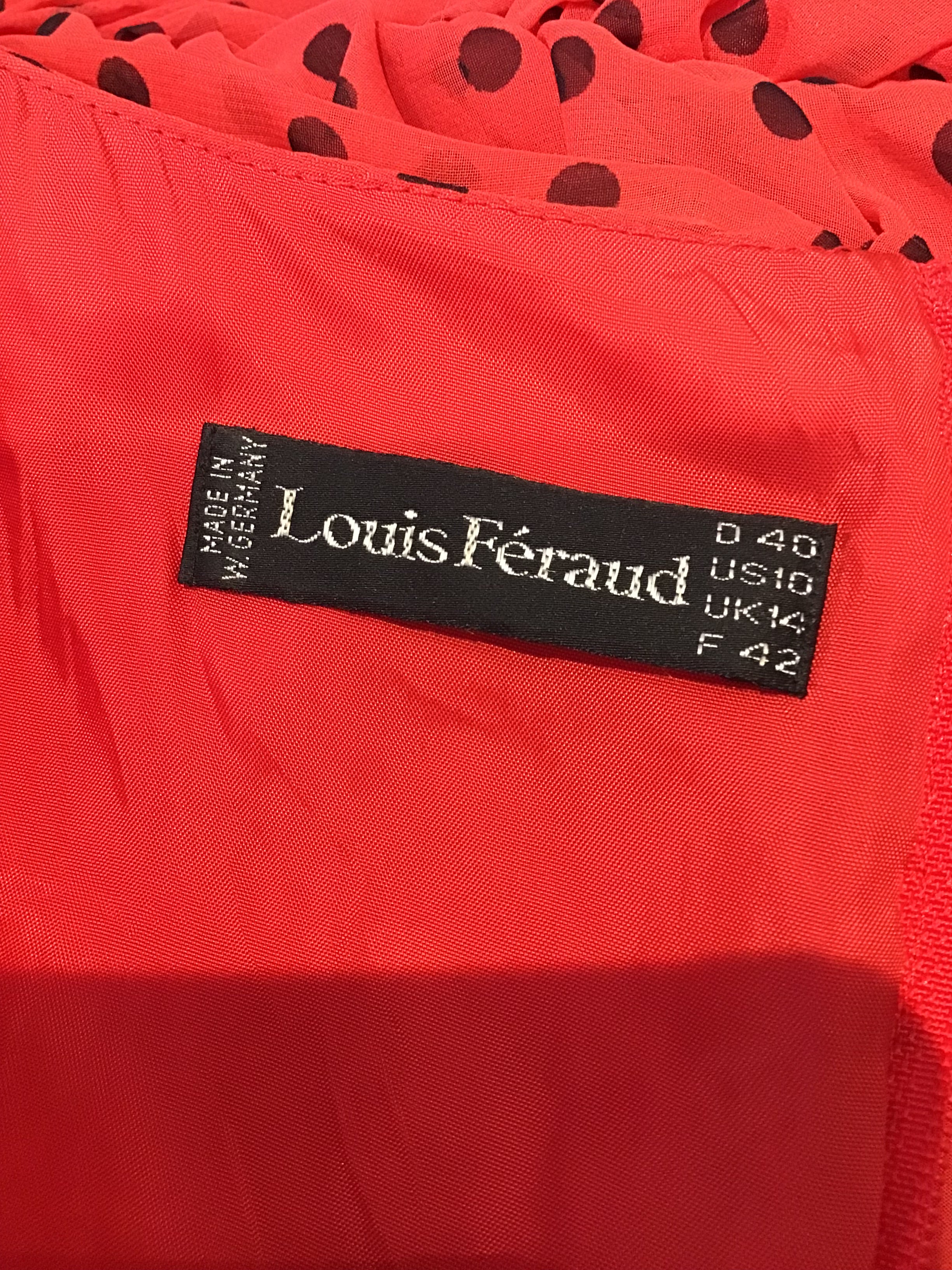1980’s Red Silk Blend Louis Féraud Evening Dress Size 6