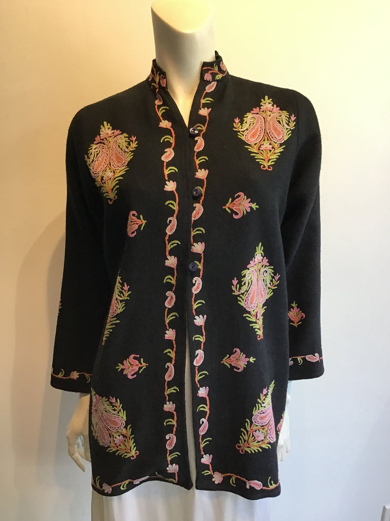 1980’s Black Wool Embroidered Jacket Size 6