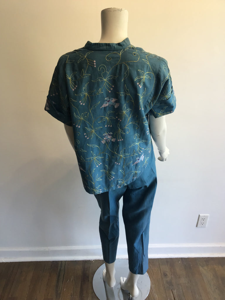 1950’s Cotton Blue Top and Capri Pants Set Size 4
