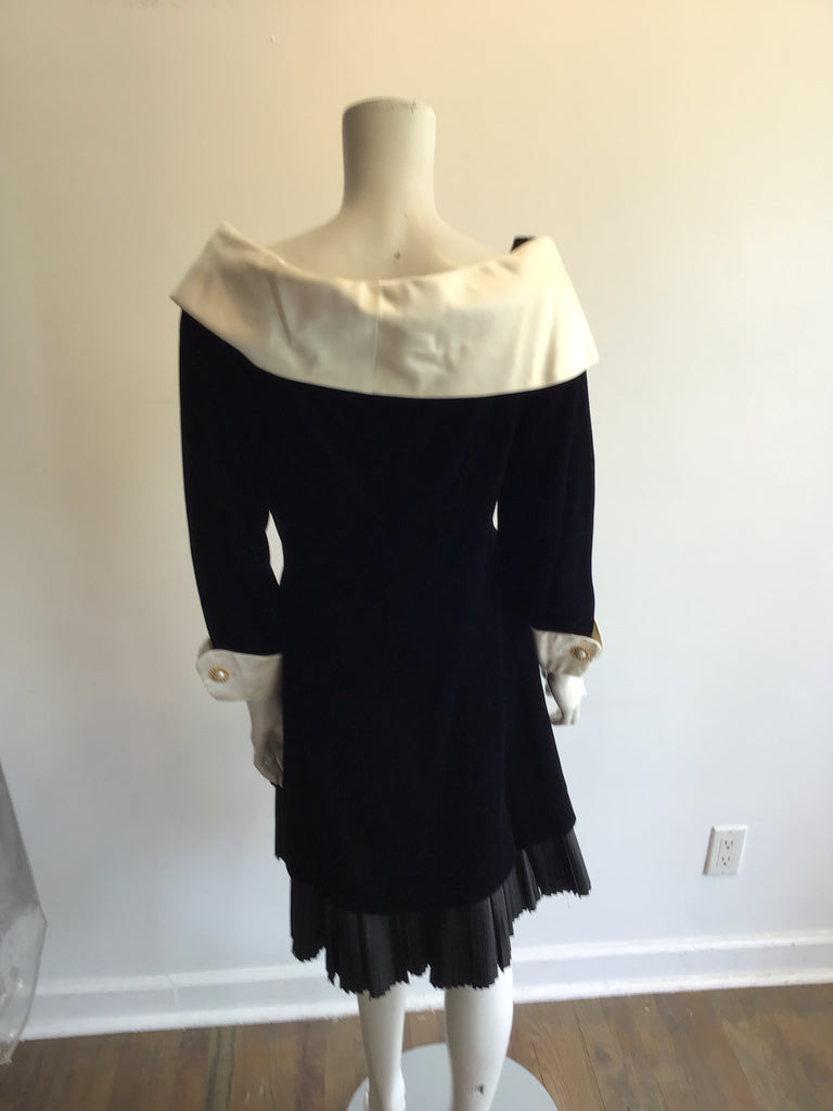 1980’s Black/White Silk Bellville Sassoon Cocktail Dress Size 8