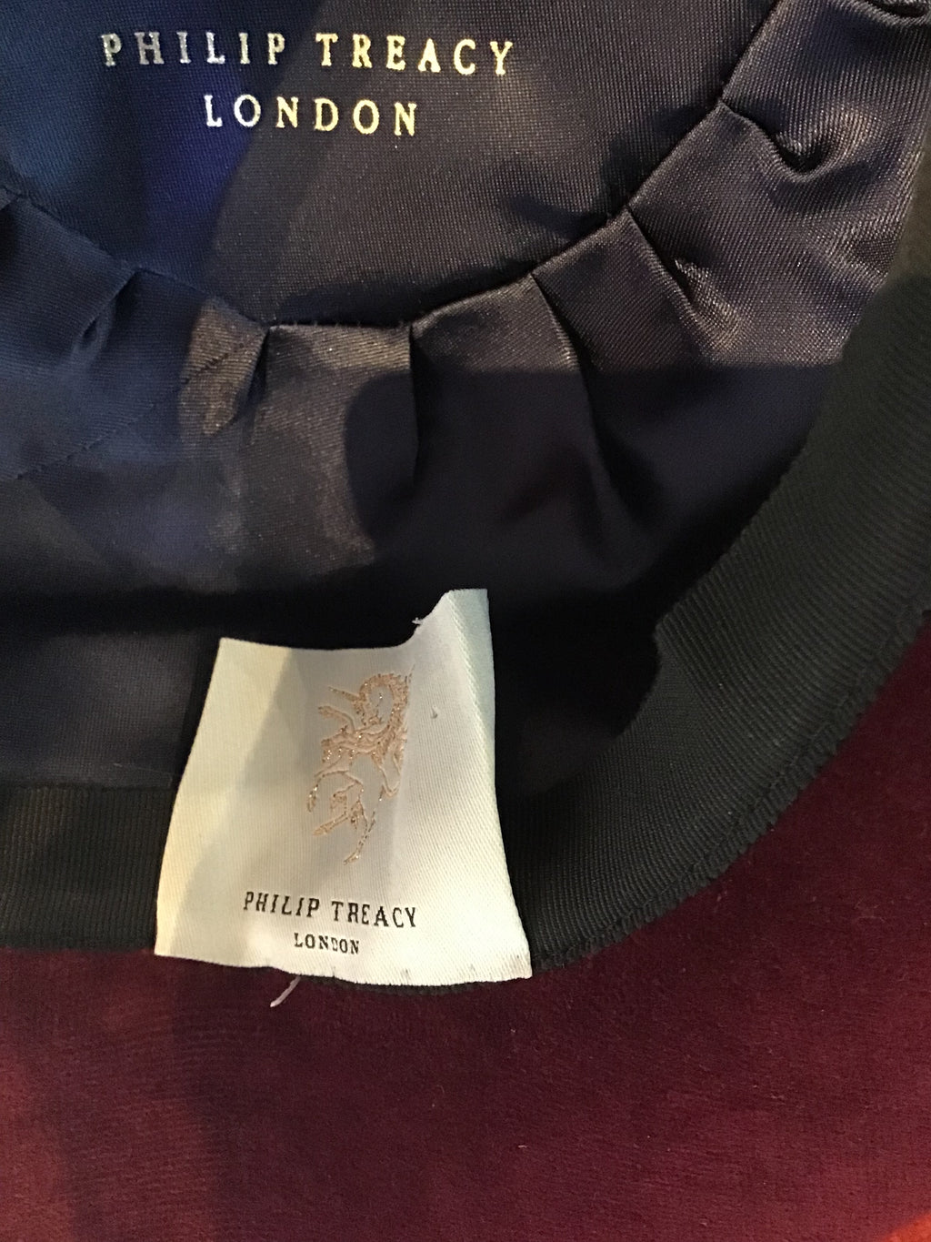 2000s Phillip Treacy Cranberry Velvet Hat with Feather