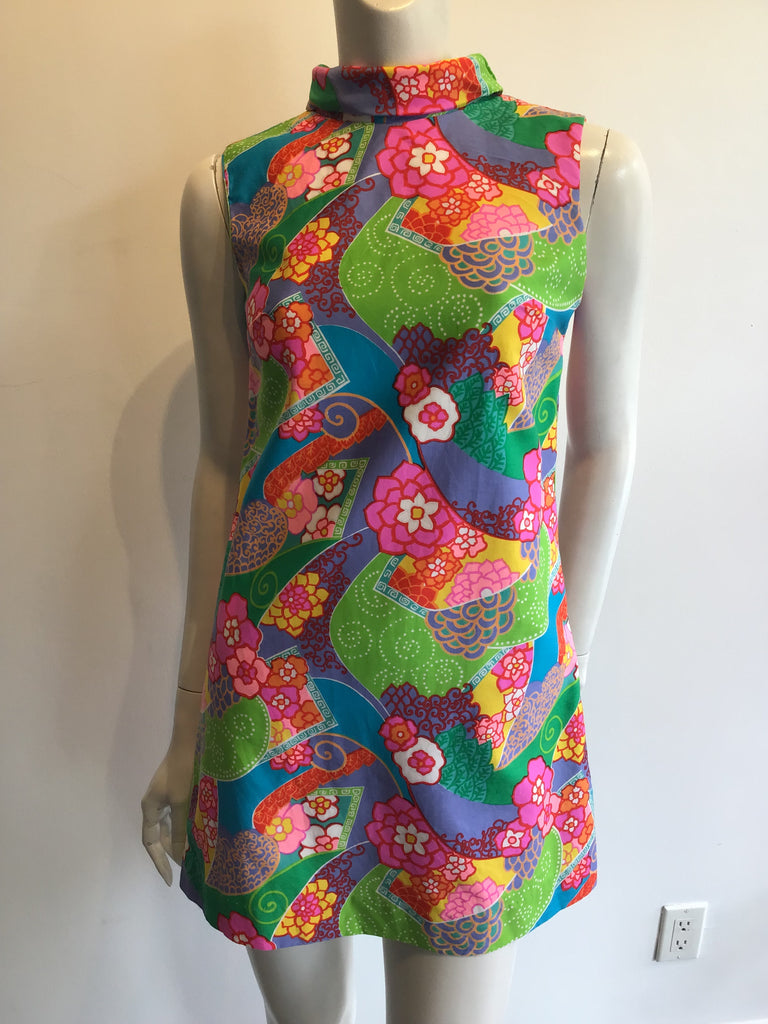 1960’s Cotton Multicolor Janet Lynn Mini Dress Size 6