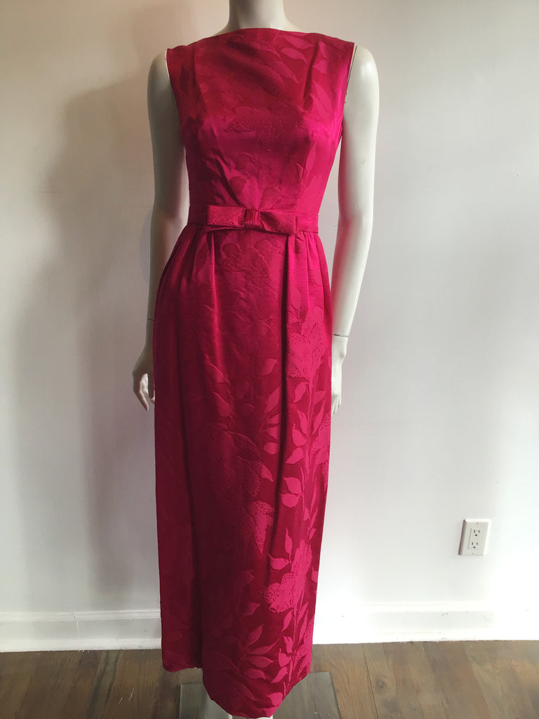 red silk 1960s long dress gift shop Greenwich Connecticut