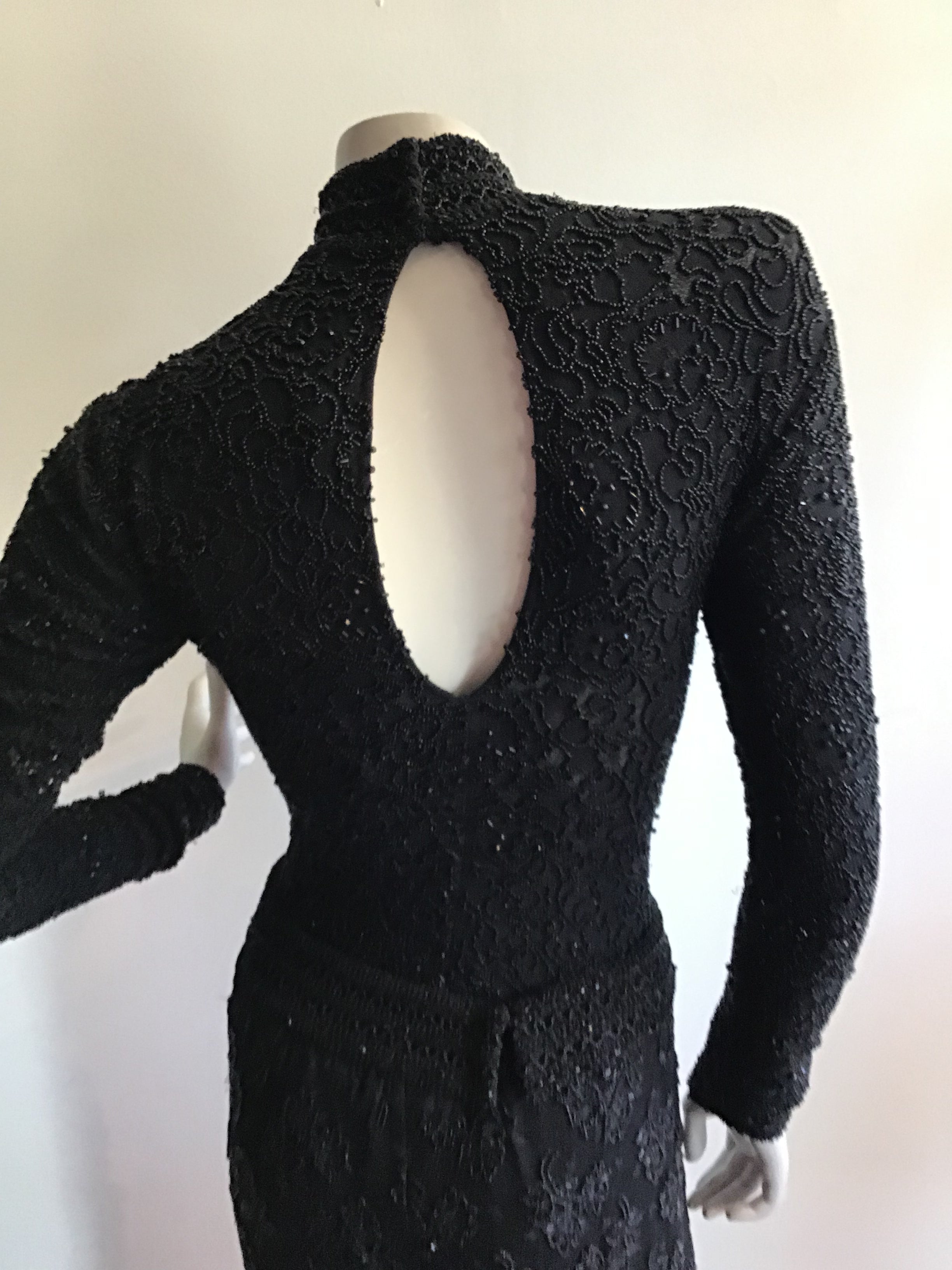 1980's Giorgio di Saint Angelo  Black Beaded Unitard and Pants Size 6/8