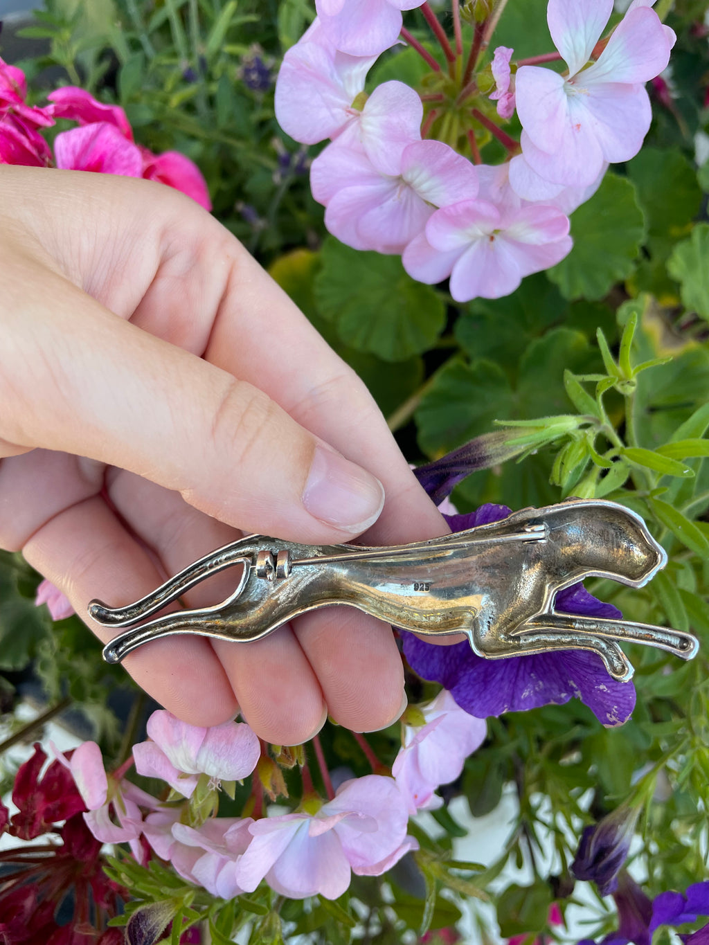 Vintage Sterling and Marcasite  Jaguar Pin / Brooch