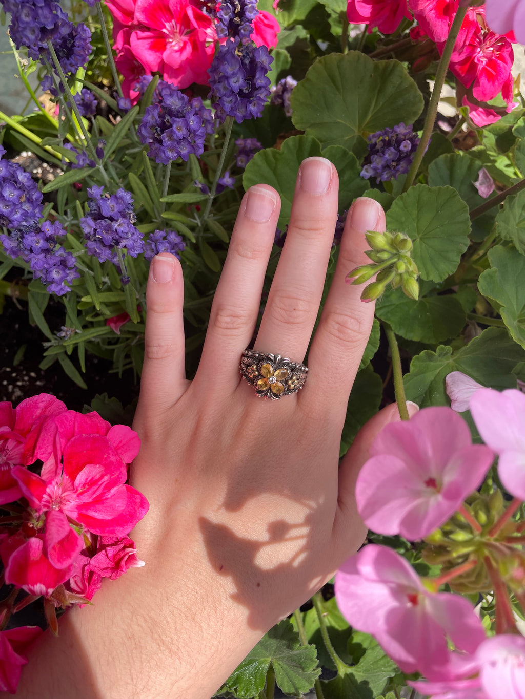 sterling, citrine, Bixby, ring ,18k, vintage