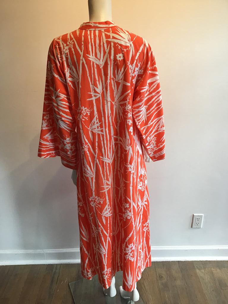 1960s Bergdorf Orange and White Caftan Size Up to 12