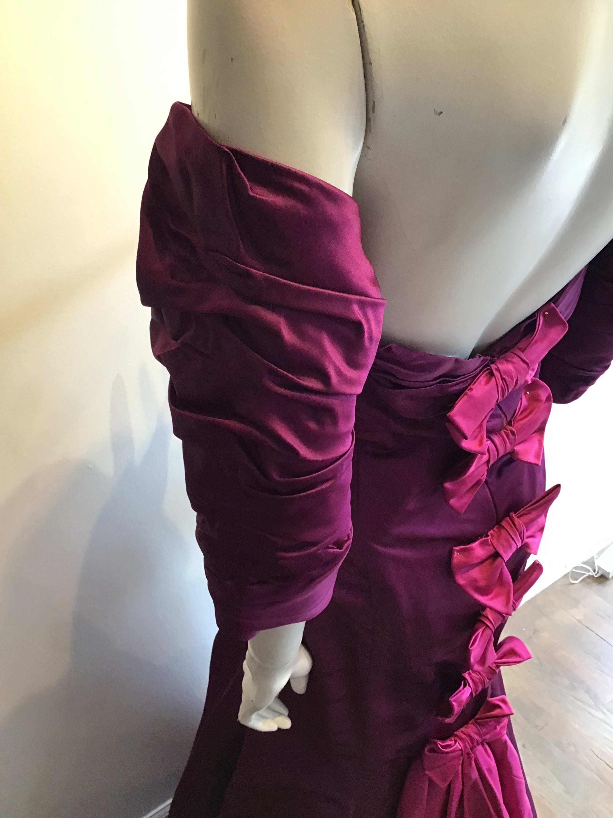 1980’s Plum Silk Satin Evening Gown Size 10