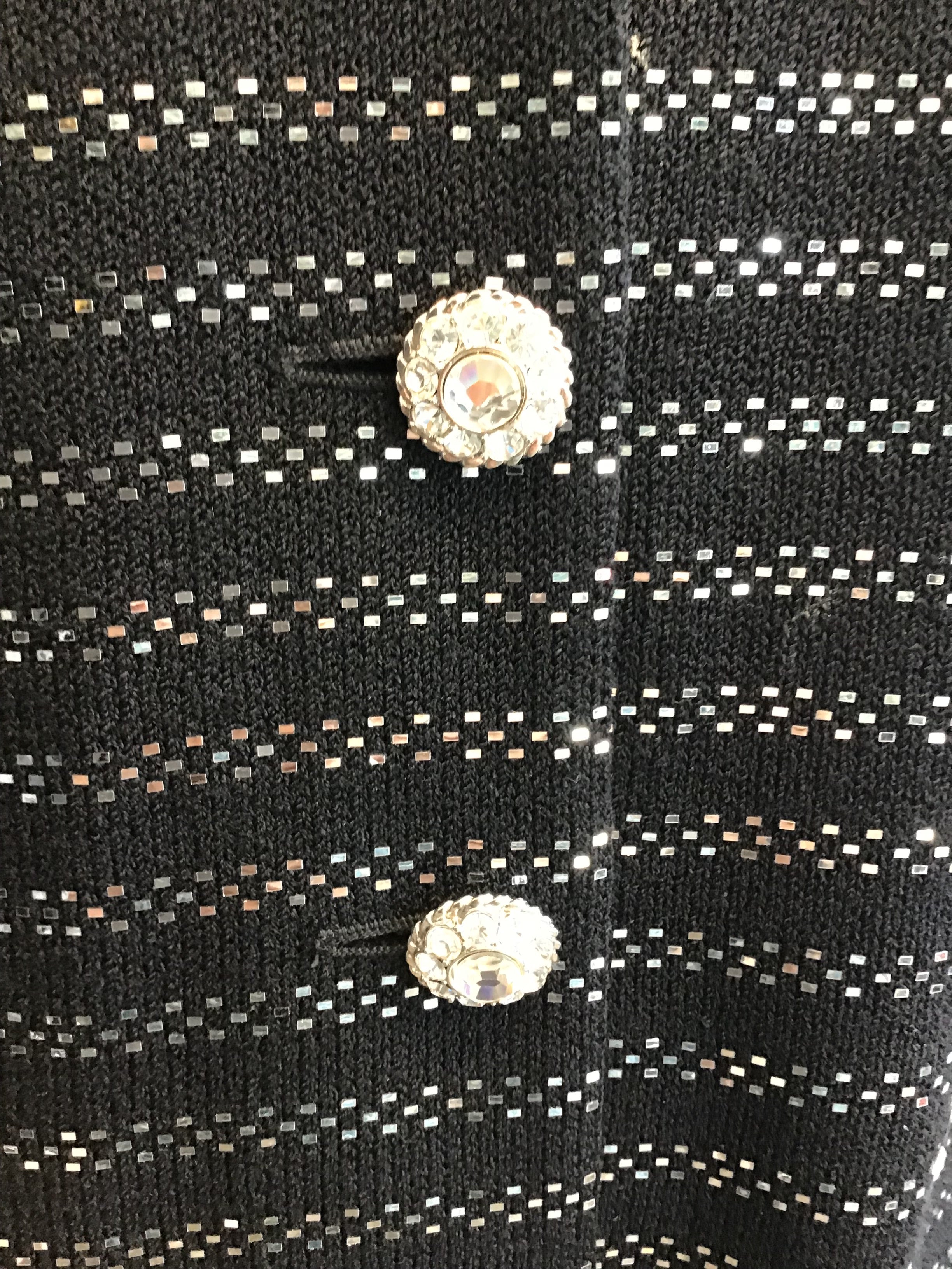 Late 1980s Black and Silver St.John Evening Jacket Size 12