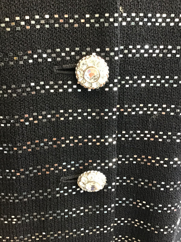 Late 1980s Black and Silver St.John Evening Jacket Size 12