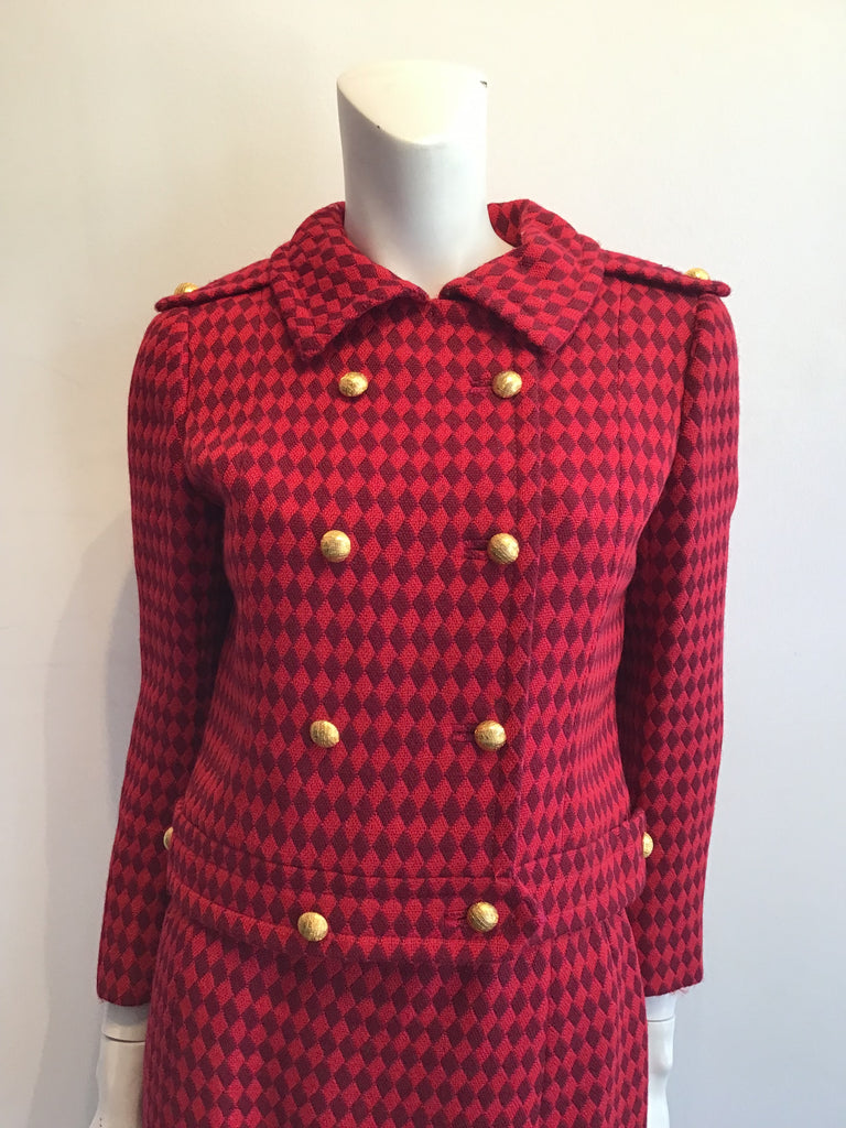 1960s Red and Black Wool Suit by Rose Bertin of Zurich Size 8