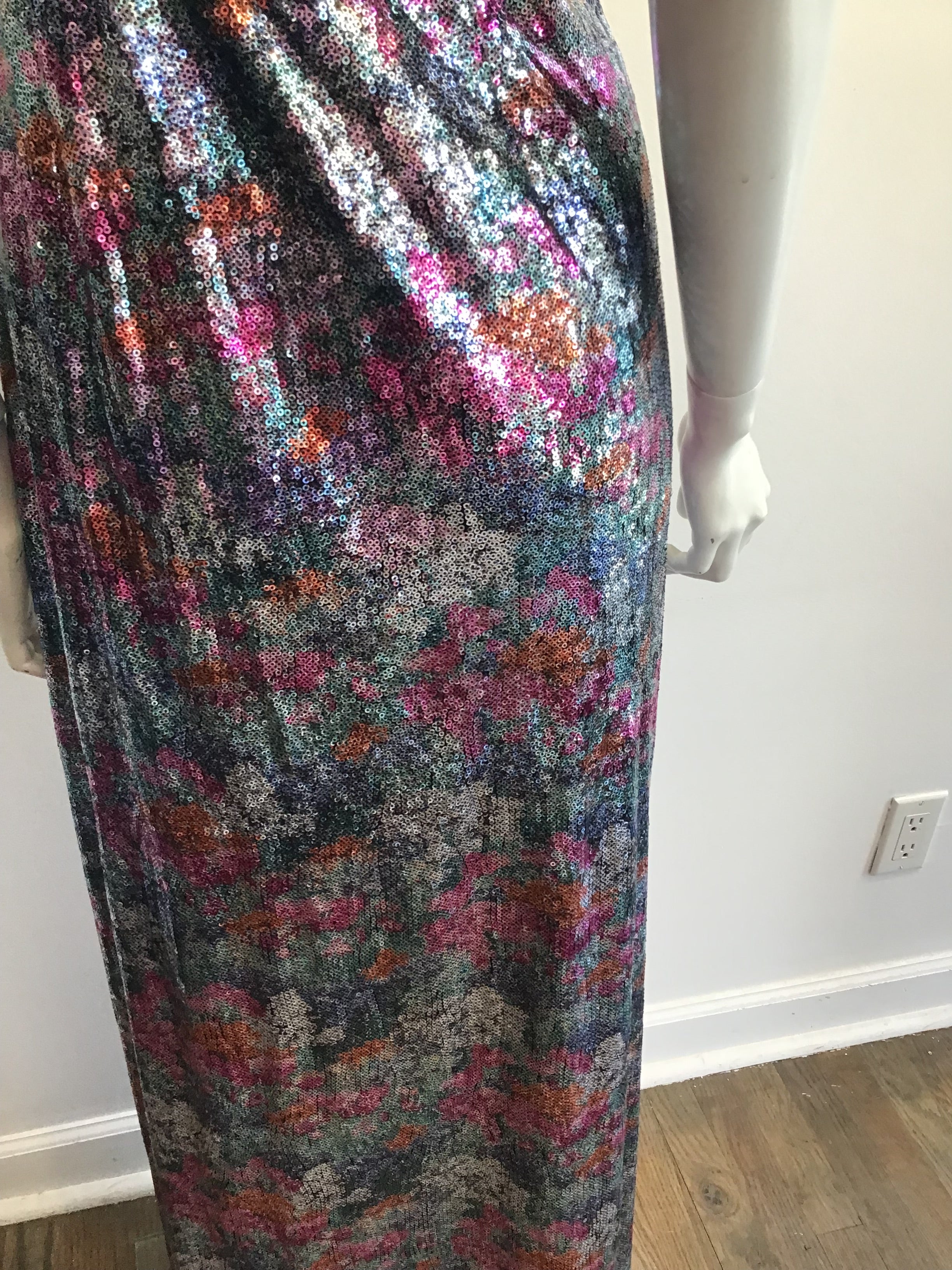 2000s Remus Brooks Multicolored Sequins  Evening  Dress Size 6