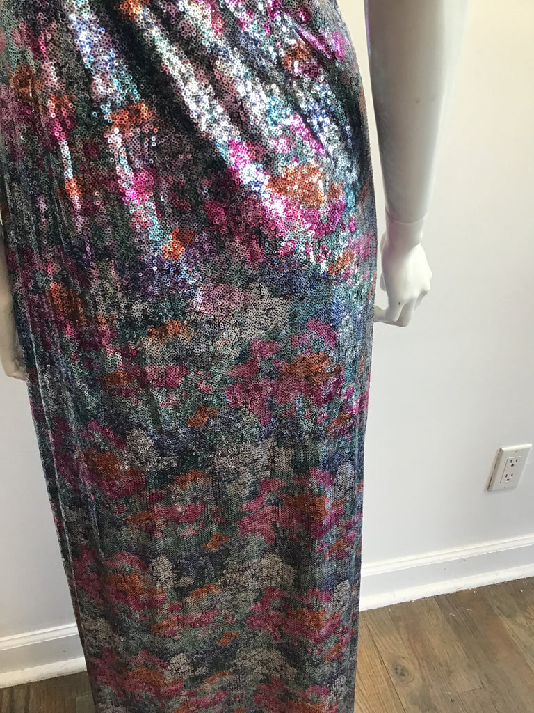 2000s Remus Brooks Multicolored Sequins  Evening  Dress Size 6