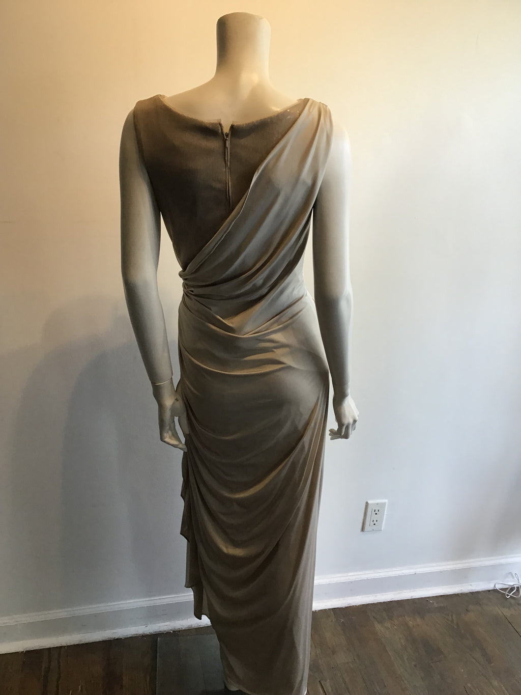1990’s Tadashi Shoji Taupe Polyester Evening Dress Size 6