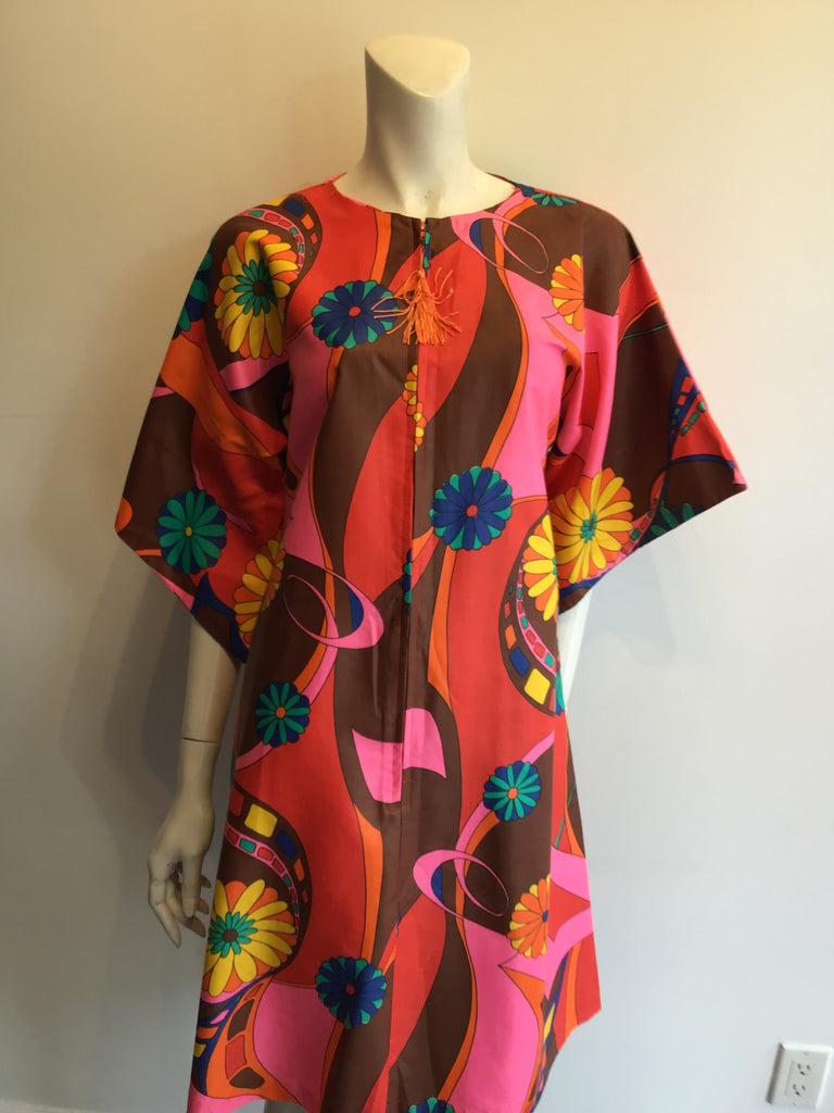 1960’s Polished Cotton Janet lynn Multicolor Dress Size 10