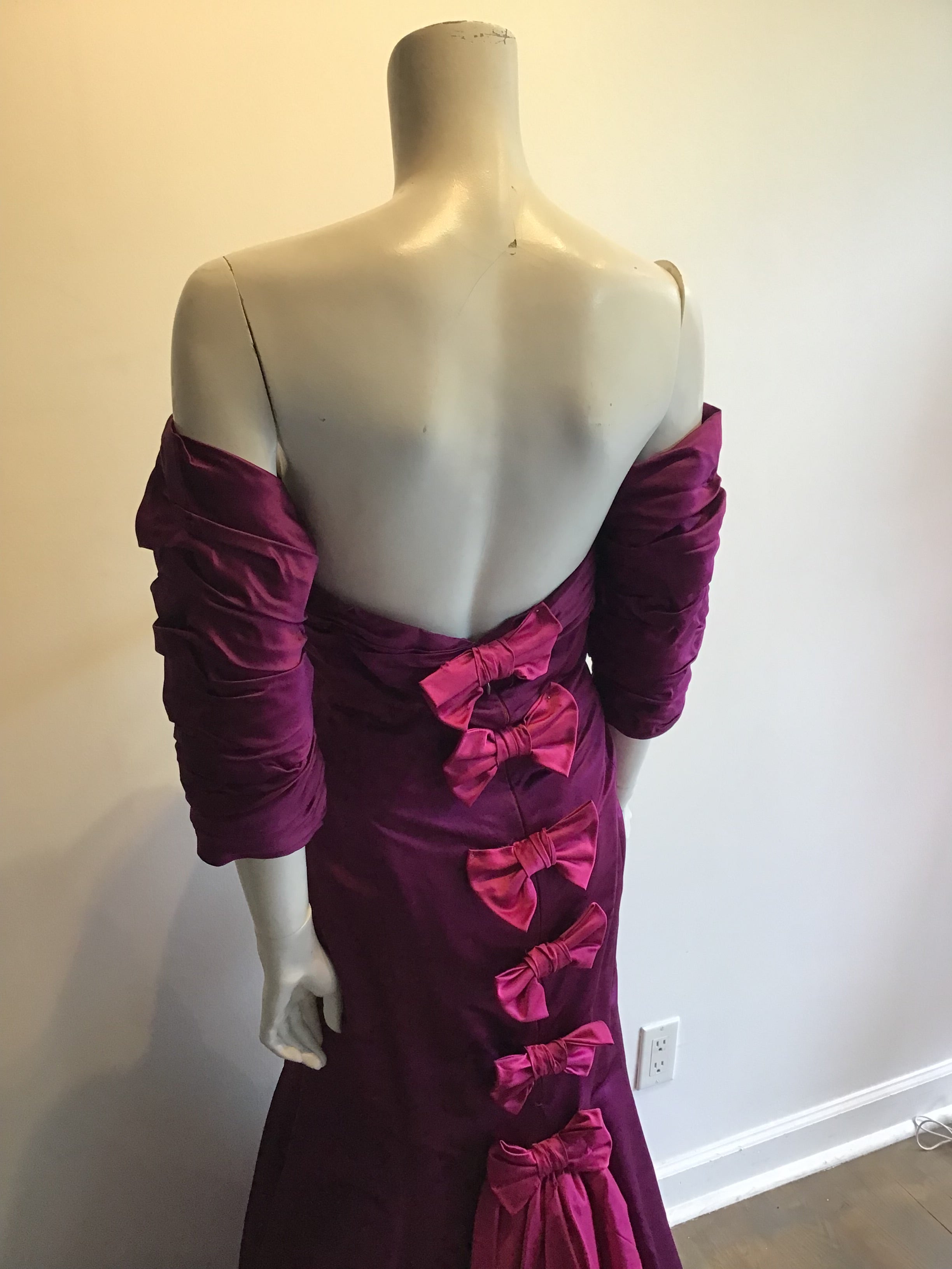 1980’s Plum Silk Satin Evening Gown Size 10