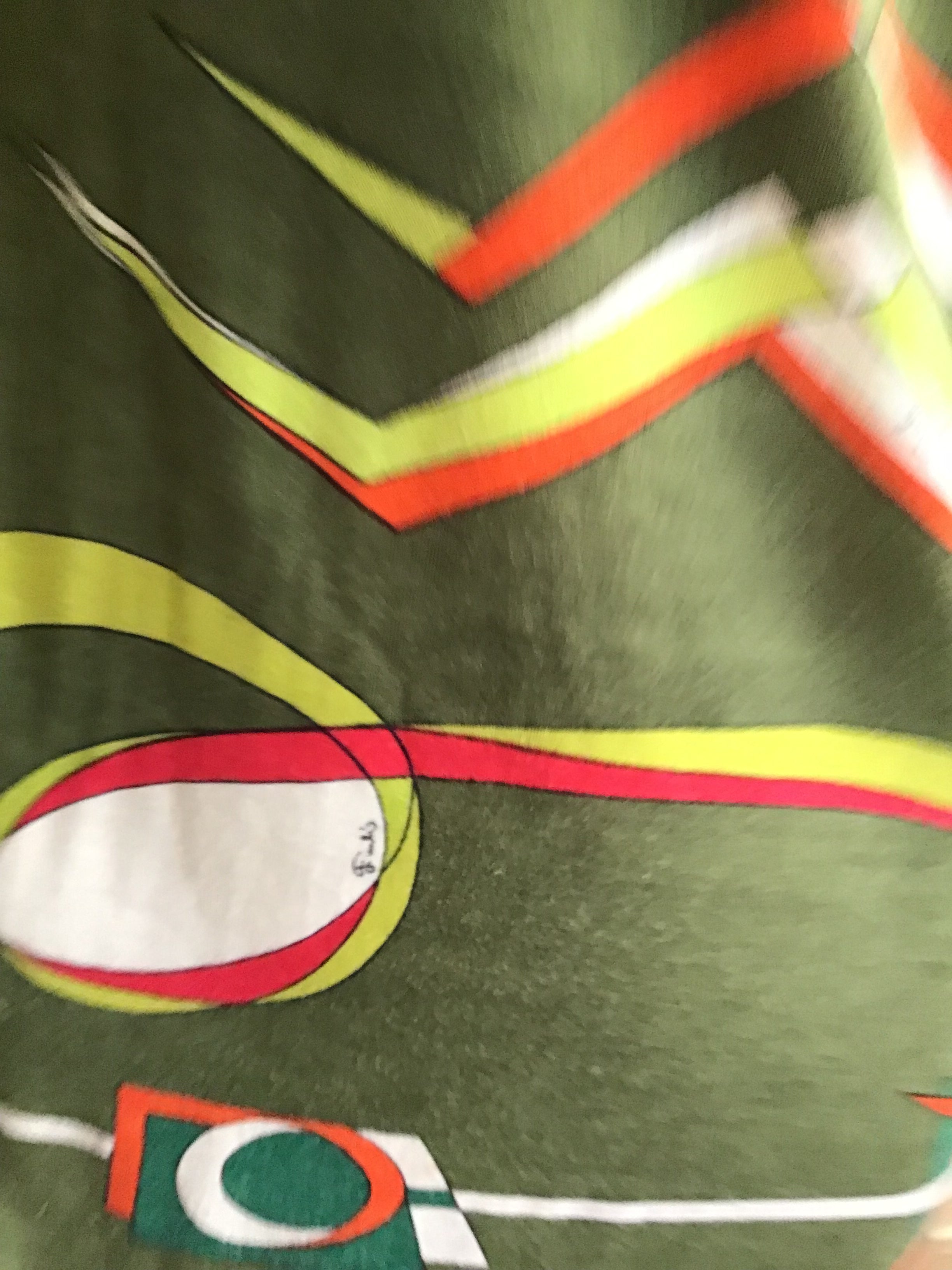 1960s Emilio Pucci Green and Red Cashmere/silk blend printed Shift Dress-size 6