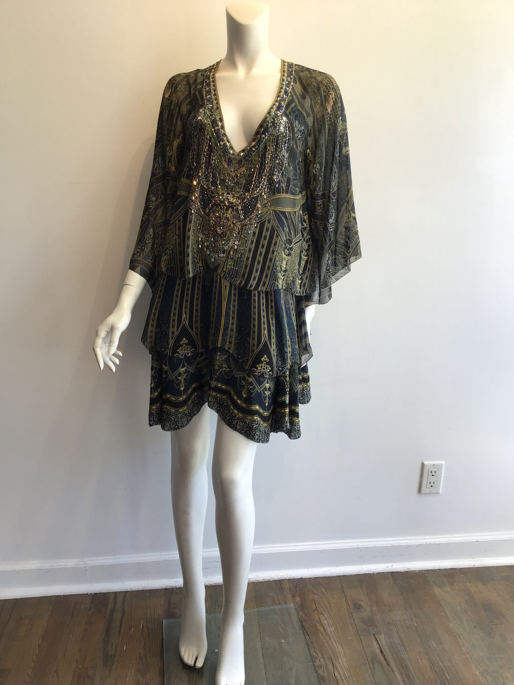 2000’s Camilla Blue and Green Silk Mini Dress Size 8/10