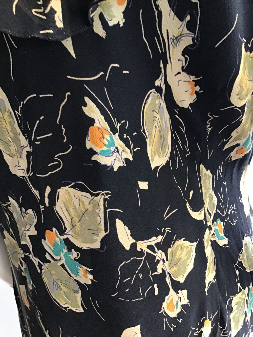 2000’s Lapis Black Floral Chiffon Maxi Dress Size 16