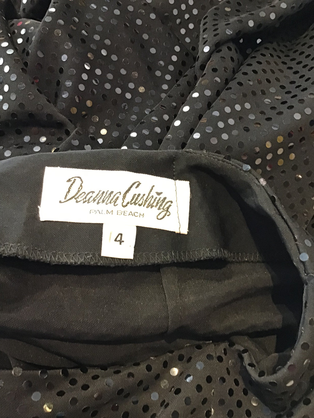 1990s Black Sequined Palazzo Pants by Deanna Cushing Palm Beach Size 14