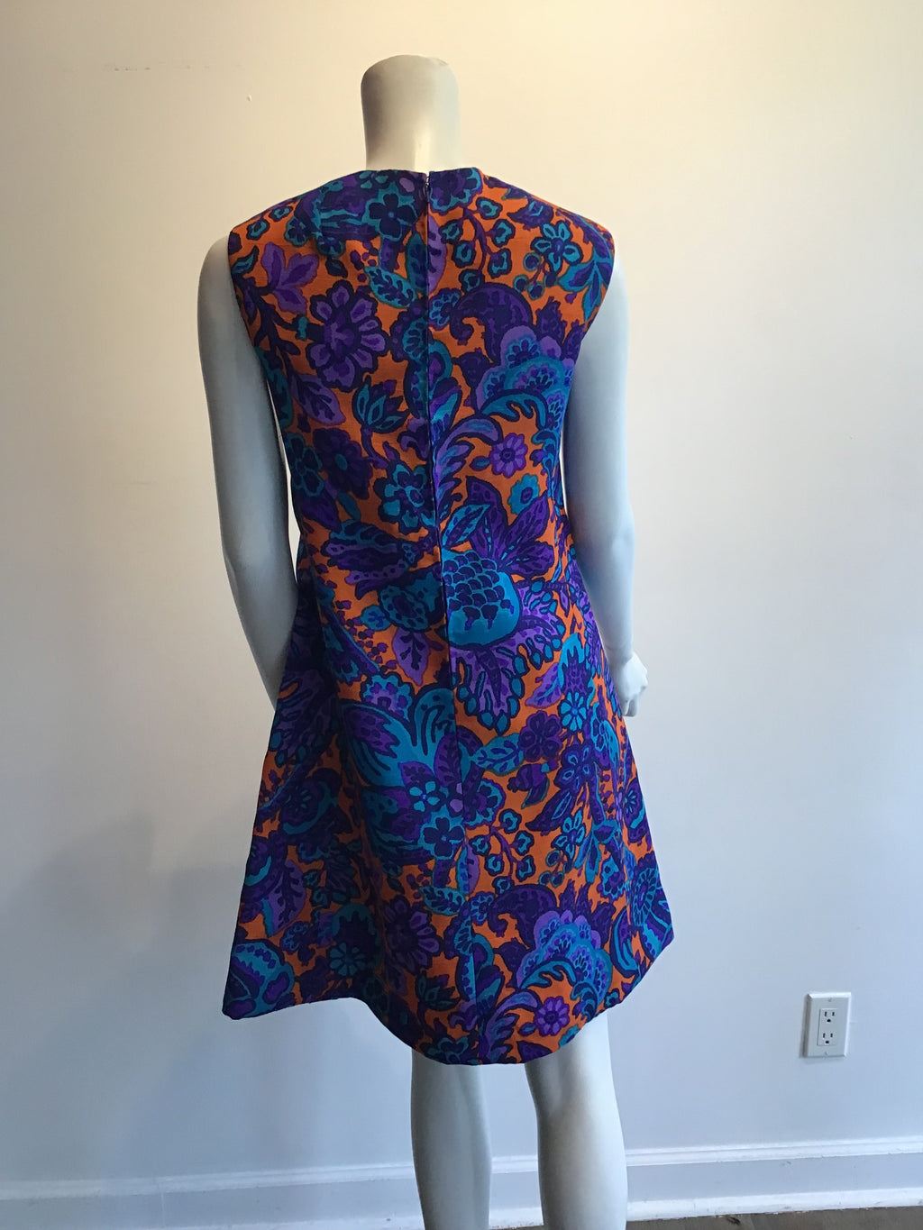 1960s Multicolor Printed Linen Sun Dress Size 8