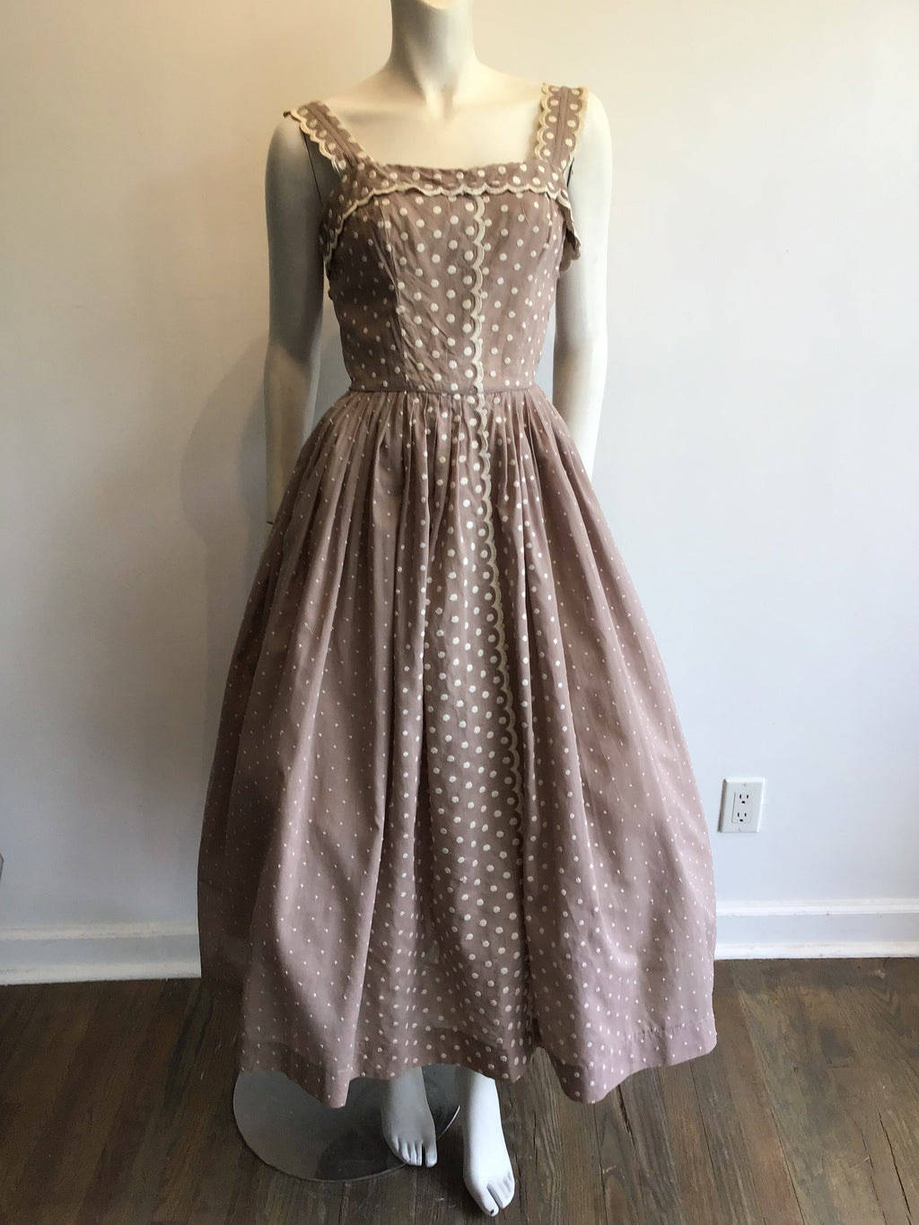 1950’s Taupe Cotton Day Dress Size 0