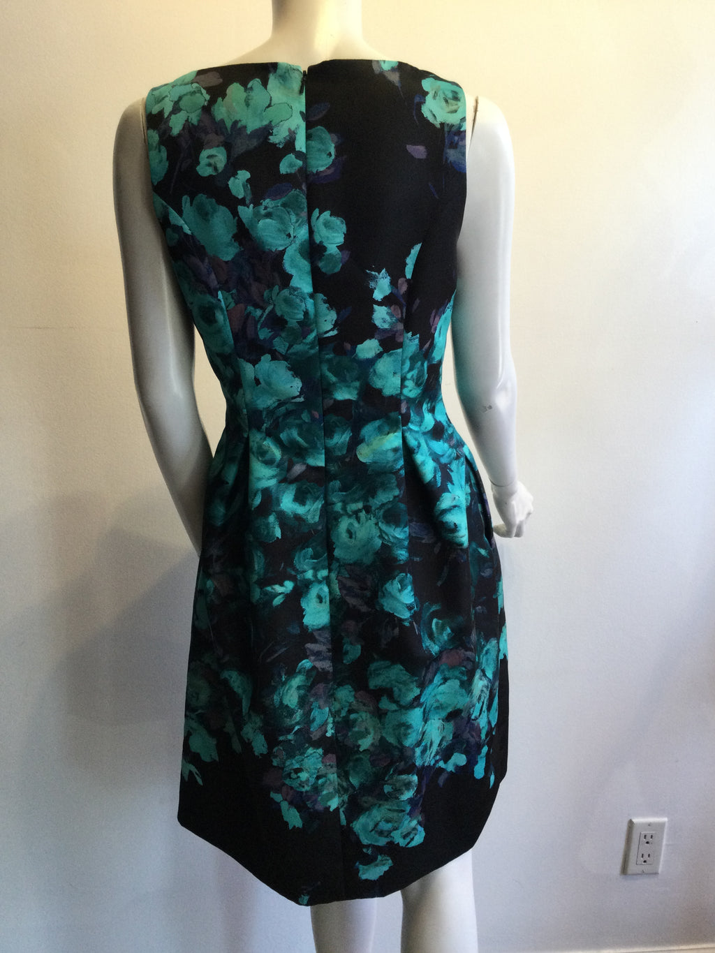 2000’s Lela Rose Blue Floral Silk Dress Size 8