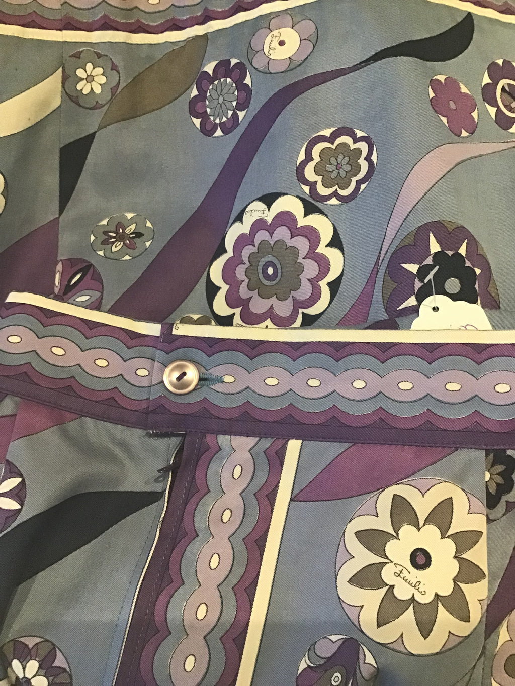 2000s Emilio Pucci Cotton Blues and Purple Skirt Size 8emilip