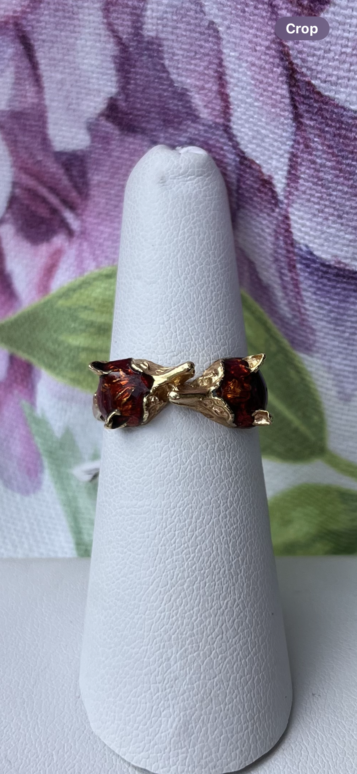 14K FOXHEAD ENAMELED RING