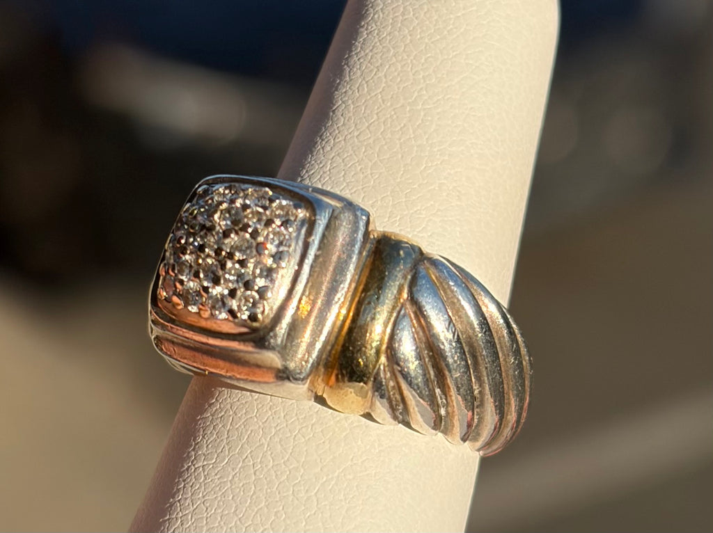 David Yurman Noblesse Sterling 18k /diamonds ring