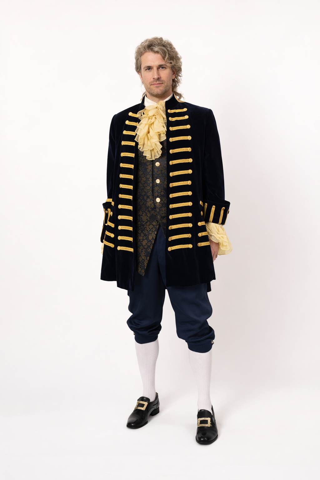 Dark Blue Velvet Faille Jacket , 18th Century Men's Costume Rental