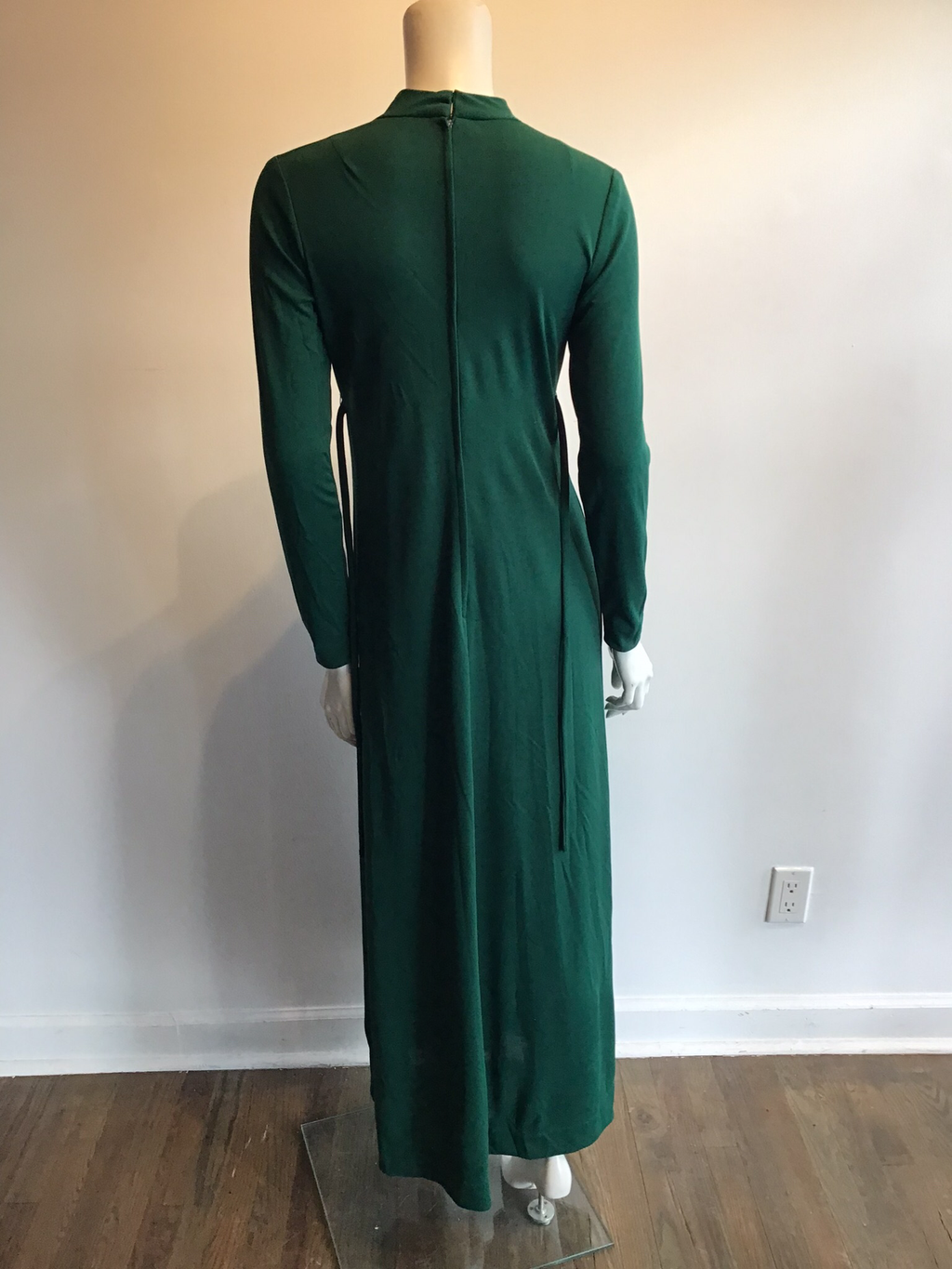 1970’s Forrest Green Polyester Evening Dress Size up to 8/9