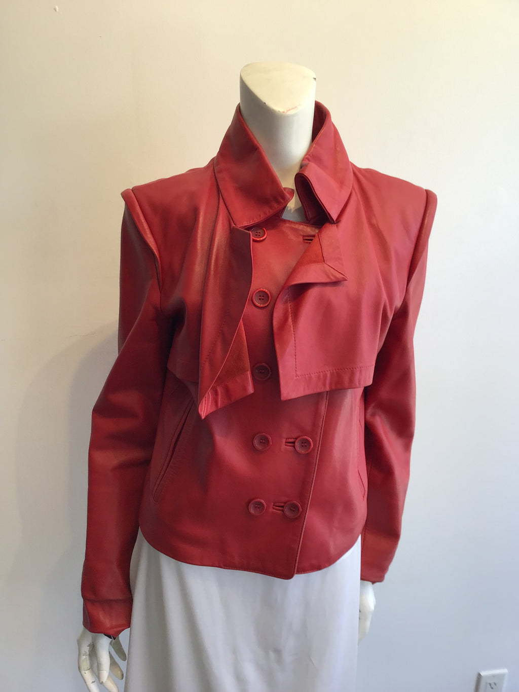 1990s Donals Pilsner Red Leather Jacket Size 6