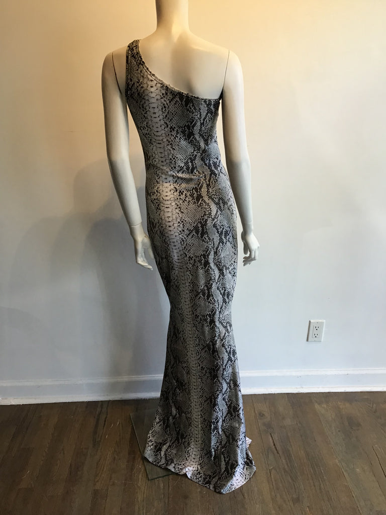 1980s Black/White Python Print Patrick Kelly Evening Gown Size 2 Never Worn