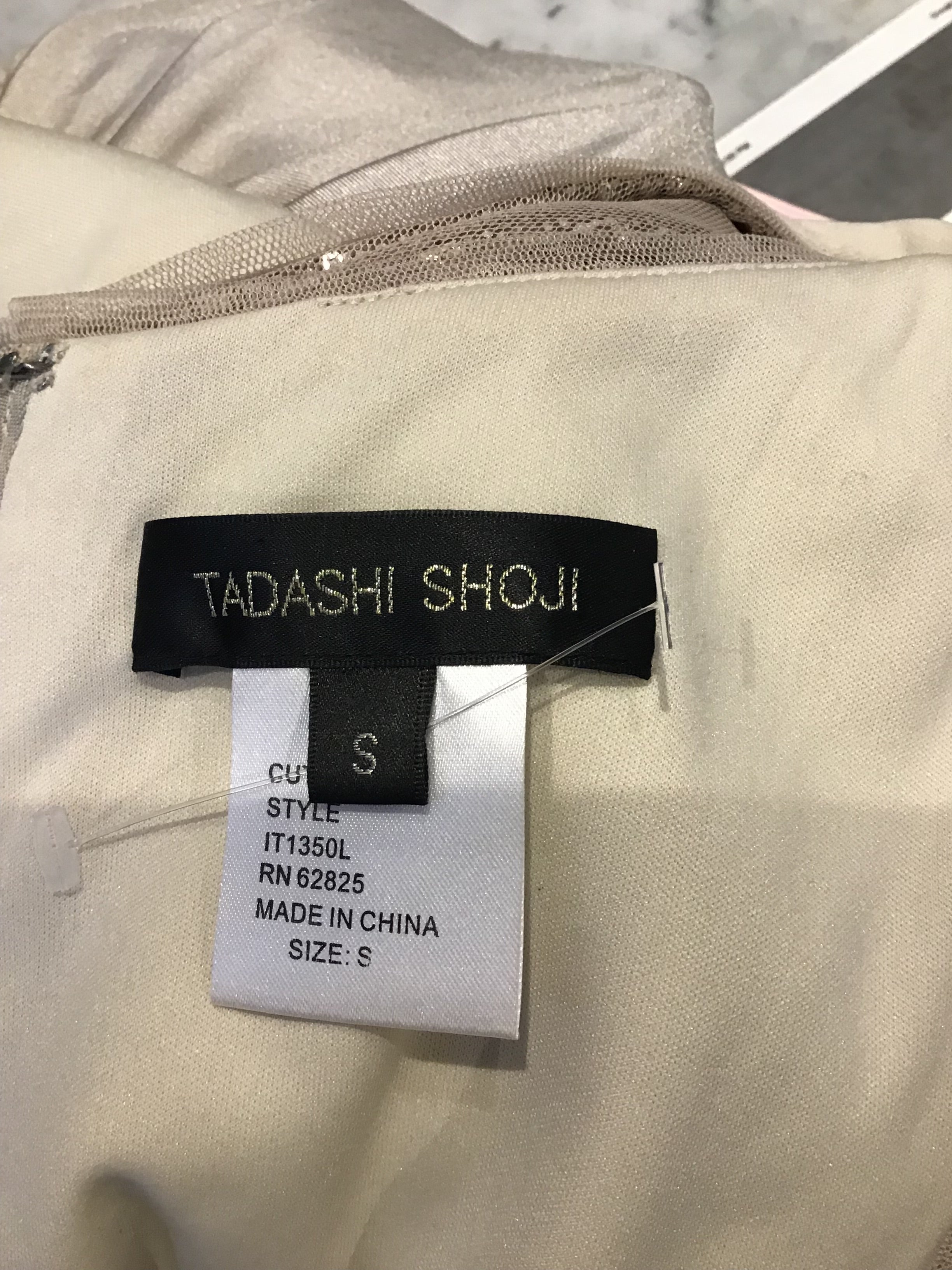 1990’s Tadashi Shoji Taupe Polyester Evening Dress Size 6