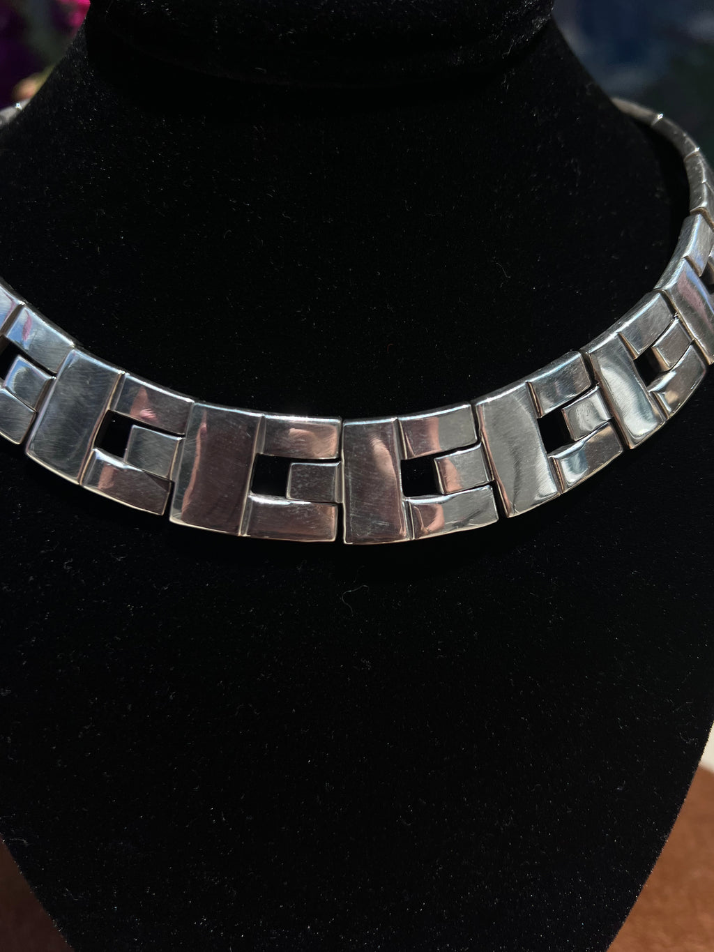 Vintage 1980s Mexican Sterling Collar Necklace