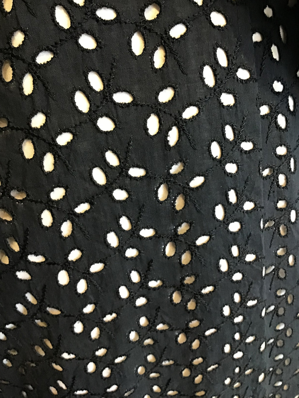 1930’s Black Cotton Eyelet Maxi Dress Size 6