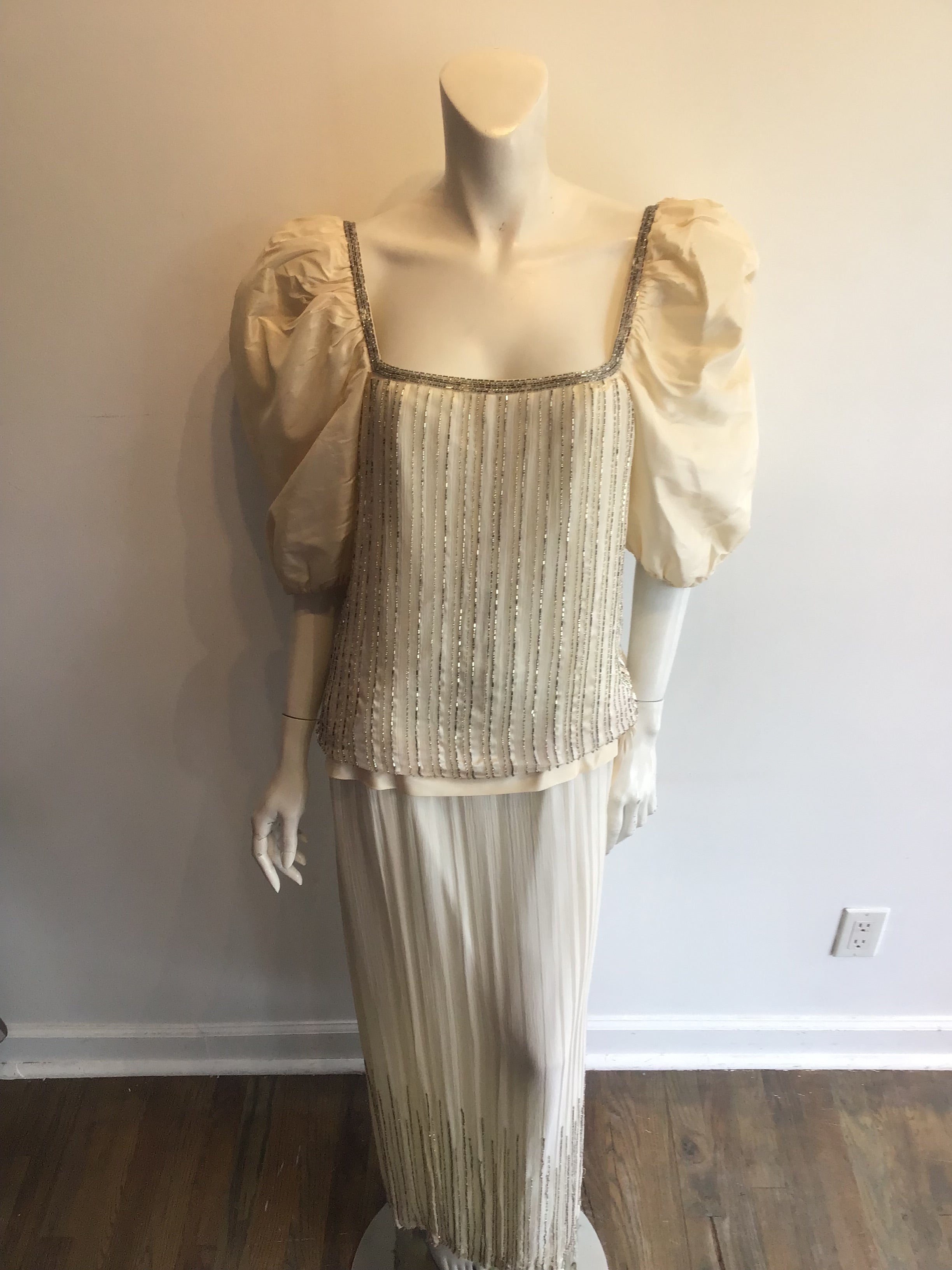 1980’s Cream Silk Taffeta Evening Gown Size 10