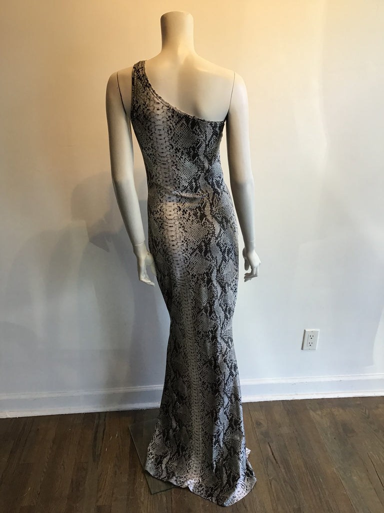 1980s Black/White Python Print Patrick Kelly Evening Gown Size 2 Never Worn