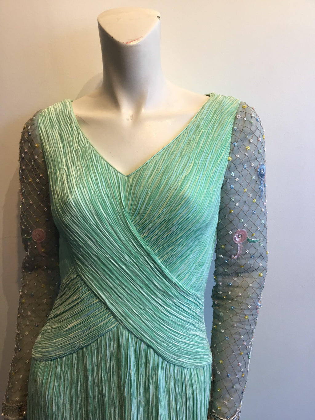 1980’s Mint Green Mary McFadden Evening Gown Size 2